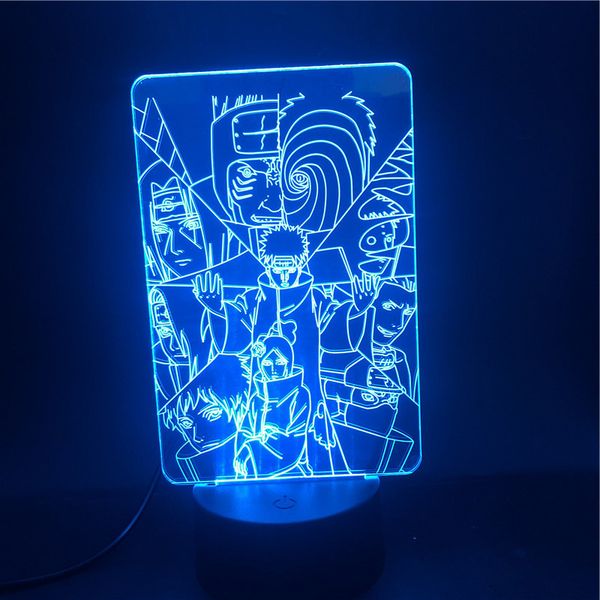 

naruto akatsuki 3d lamp the alarm clock base nightlight bright base gift battery powered usb led night light lamp