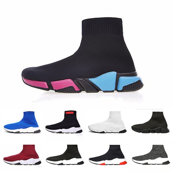 

2019 New Luxury Designer Paris Sock Shoes Speed Trainers Casual Race Runner Black White Men Women Fashion Walking Sports Sneakers