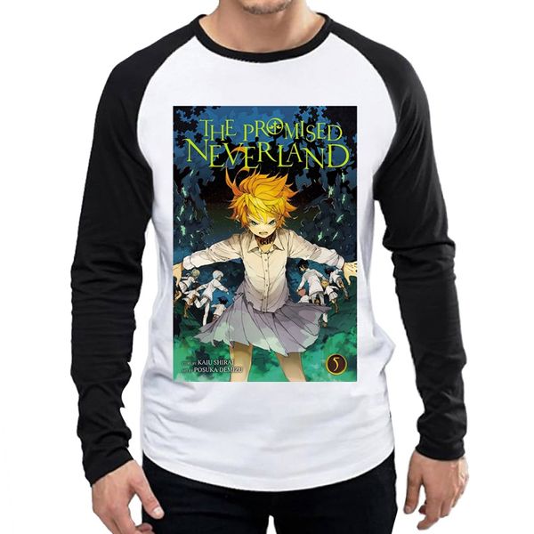 

long sleeve the promised neverland t shirt fashion mens anime the promised neverland t shirt tees tshirt full sleeve t-shirt, White;black
