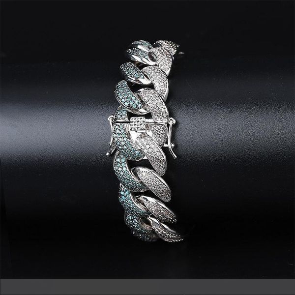 

diamond cuban link chain men love bracelet luxury designer jewelry mens bracelets hip hop green bangle hiphop bangles zircon braclet new, Black