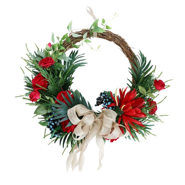 

rattan wreath crown of artificial roses hanging decorations dintel wall door