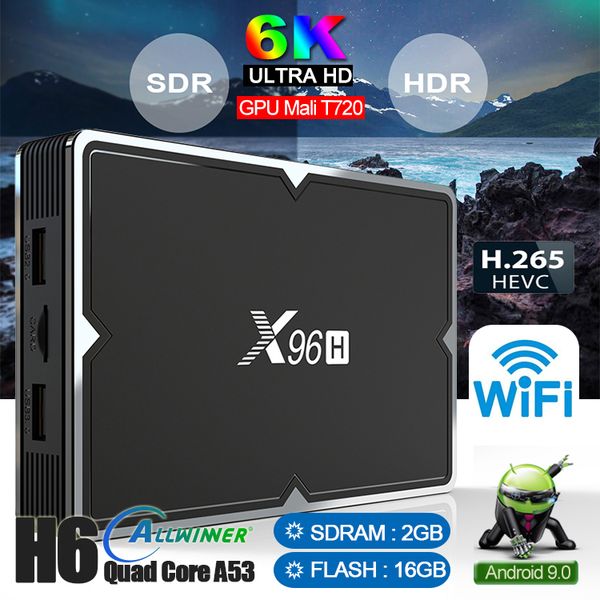 

New x96h allwinner h603 chip 6k android 9 0 tv box with dual hdmi upport youtube wifi bluetooth et box pk x96mini