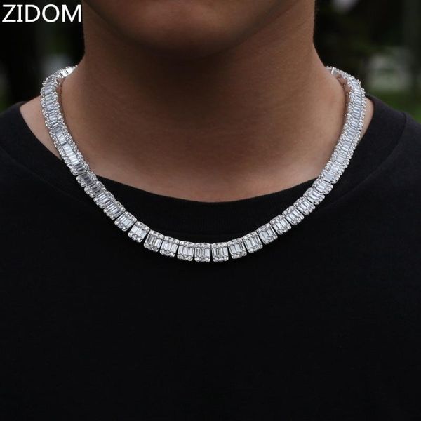 

men hip hop iced out bling chain necklace pave setting square zircon mens chains necklaces hiphop jewelry gifts, Silver