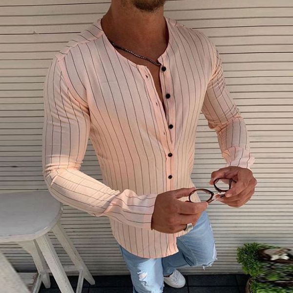 

men's casual slim shirt men new pink male formal striped long sleeve single-breasted slim fit beach shirts, White;black