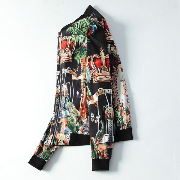 

designer dg men jacket famous brand fashion fit print jacket trend boutique classic wild tide trend coat casual fashion motorcycle top, Black;brown