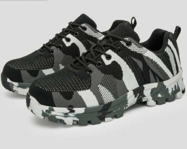 

large smash anti puncture labor protection shoes anti slip safety protection steel head shoes fly woven breathable sports shoes yakuda local