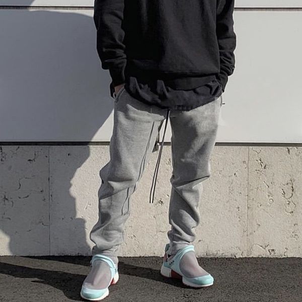 

19SS Fear Of God FOG Темные Спортивные Штаны с Пряжкой Серые Классические Спортивные Штан