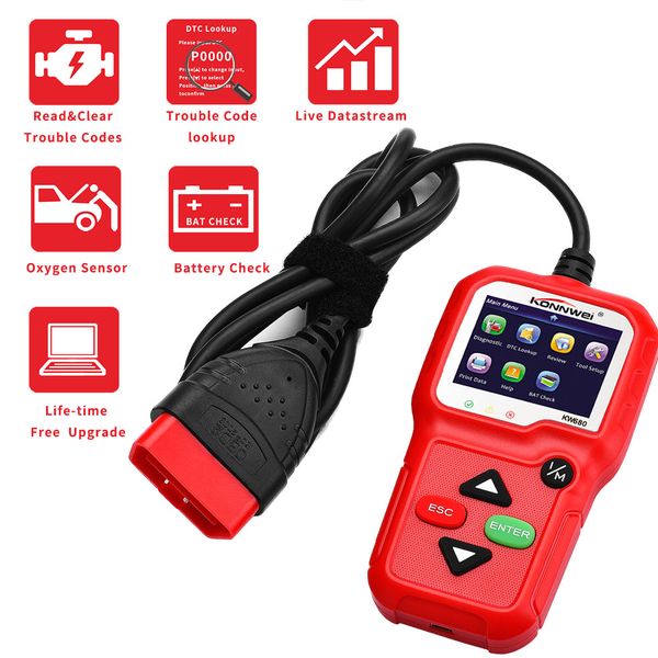 

obd2 scanner obd car diagnostic tool konnwei kw680 read clear fault error codes russian full obd2 function automotive scanner