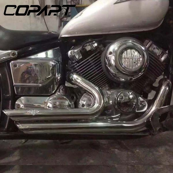 

for yamaha drag star v-star 650 xvs650 650a motorcycle exhaust pipe with muffler removable chrome black