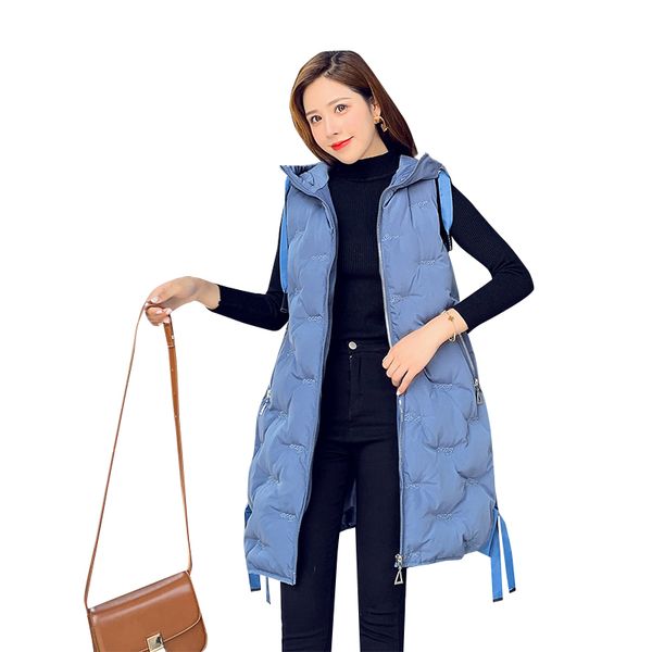 

2019 tfmln autumn winter long vest warm women casual cotton elegant vests fashion coat vintage cardiganr woman clothing, Black;white