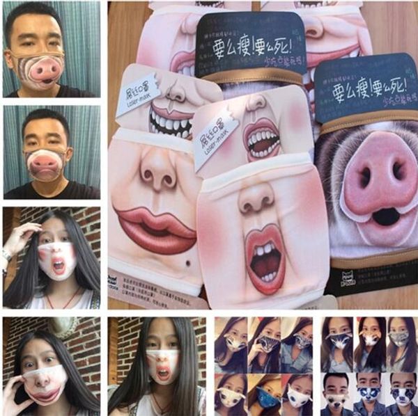 Boca engraçada Máscara bonito Dentes Anti engraçado Poeira Cotton Mouth máscara máscara dos desenhos animados Rosto Emotiction Masque lavável reutilizável Moda Boca