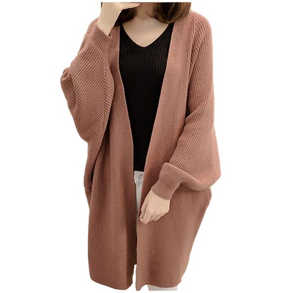 

fashion korean loose sweater ladies autumn solid knitted soft sweaters batwing sleeve cardigan casual outside jumper streetwear, White