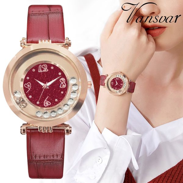 

watch women vansvar fashion simple flowing diamond beads belt ladies wristwatch zegarek damski quartz watches saat, Slivery;brown