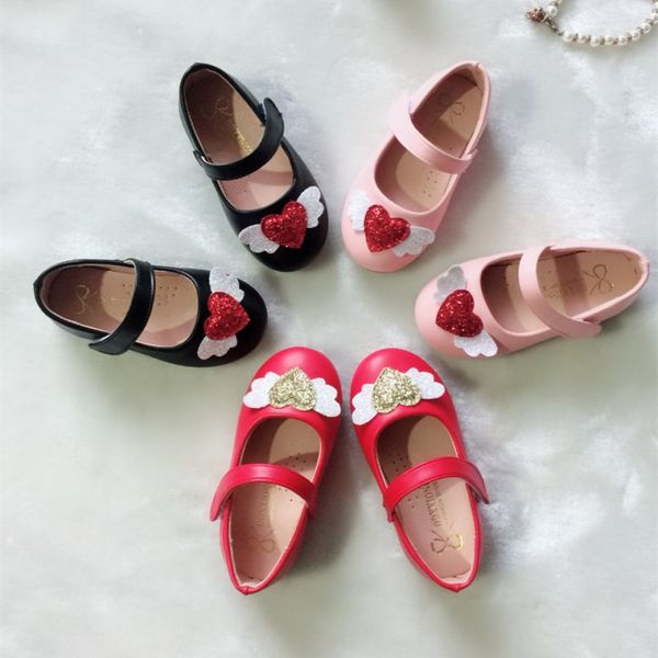 

girls princess single shoes non-slip toddler shoes red baby casual for children kids baby party wedding, Black;red