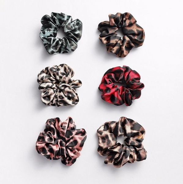 

women's leopard scrunchies animal print chiffon scrunchy hair bow chiffon ponytail holder elastic bobbles hair ties bands scrunchie, Pink