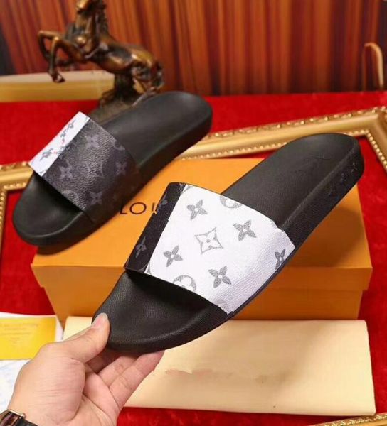 

rubber slide sandal floral brocade men slipper gear bottoms flip flops women striped beach causal slipper us6-12 052, Black