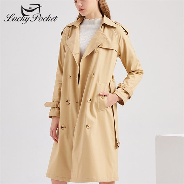 

women's trench coats women spring fall khaki slim cotton long coat ladies solid color plus size overcoat female fashion england outrwea, Tan;black