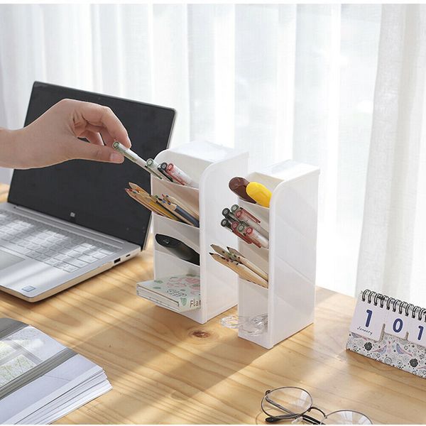

new creative 4 grid sub-grid plastic desk organizer deskoffice pen pencil holder makeup storage tray