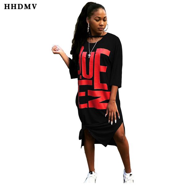 

hhdmv fashion 2020 women new reduction of age hip hop style long dresses seven points sleeve round neck printed mid long dresses, Black;gray