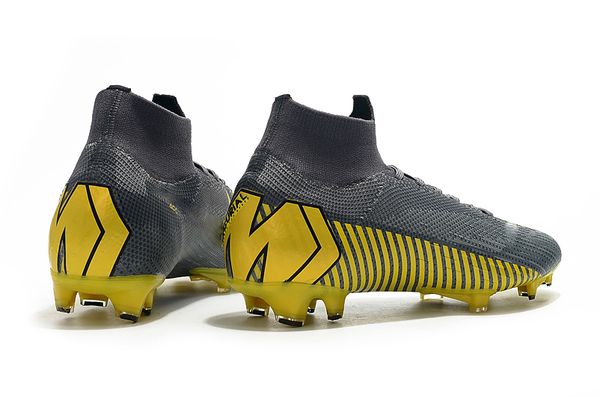 

black yellow 100% original children soccer cleats mercurial superfly vi 360 elite fg kids soccer shoes