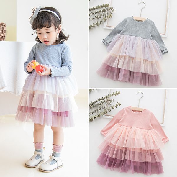 

baby girls tutu dresses toddler infant tulle dress long sleeve tutu dress princess party dress, Red;yellow
