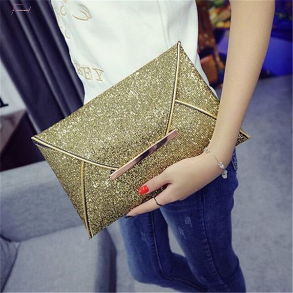 

2020 new hand package women fashion sequins envelope bag personality clutch purse leather drop shipping