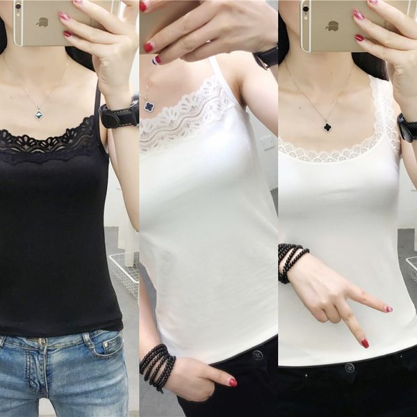 

2020 pure color coat underpants lace underpants lace camisole women's slim outer wear base shirt, Camo