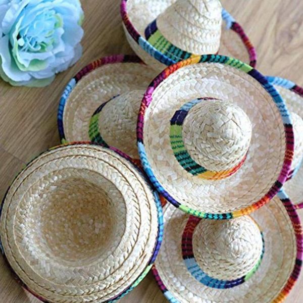 

3 crazy nights natural straw mini hats / new design mini mexican hat deskparty supplies carnival birthday party decorations