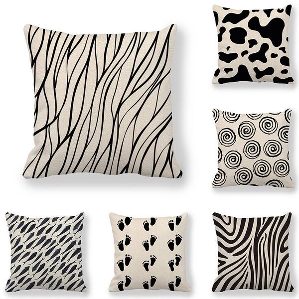 

45cm*45cm cushion cover black animal texture linen/cotton cover cushion sofa and home decorative pillow
