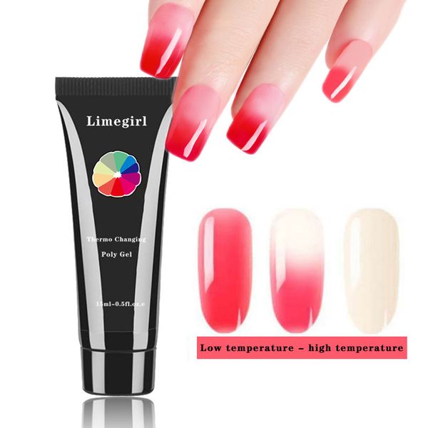 

beateal 15ml thermal poly gel finger extension crystal jelly poly gel nail camouflage uv led hard acrylic builder, Red;pink