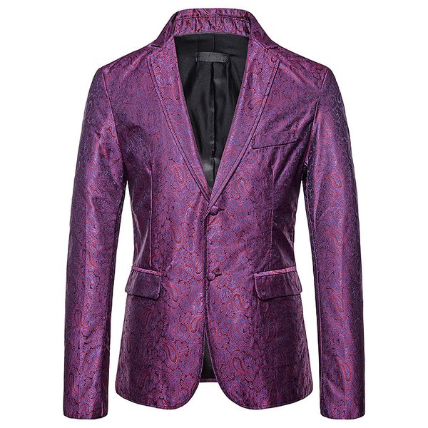 

men's suits & blazers man business casual european and american nightclub suit color cashew flower single breasted two button wedding j, White;black