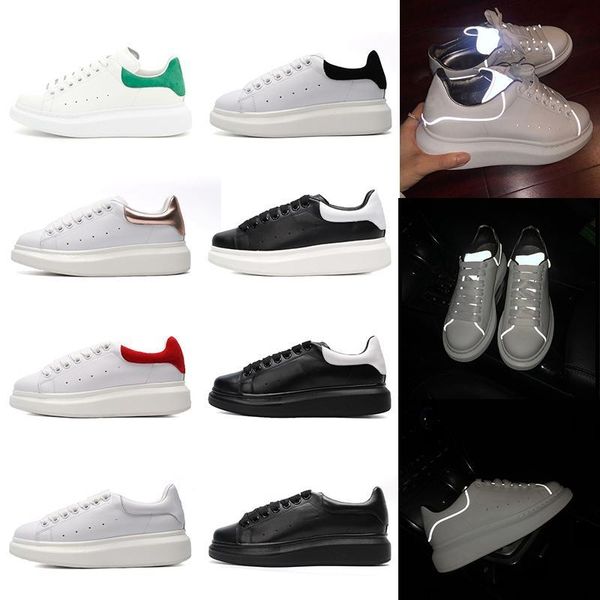 

season designer brand 3m reflective super leather mens women's shoes new platform oversized sole sneakers white black casual shoes