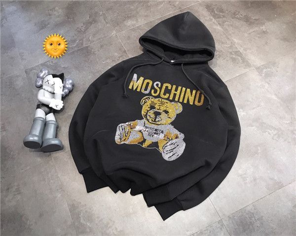 

19fw luxurious brands design moschinos sequin bear sweaters pullovers hoodies men women streetwear sweatshirt outdoor jackets, Blue;black