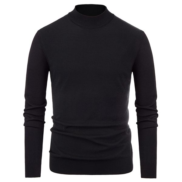 

basic warm sweater men winter autumn basic soft comfy mock neck knitting jumper long sleeve stylish & slim fit knitwear, White;black