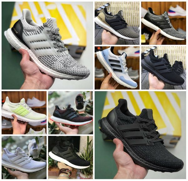 

2019 ultra boosts sports shoes 3.0 4.0 men women stripe balck white oreo designer sneakers ultraboosts static 3m trainers shoes size 36-45, Black