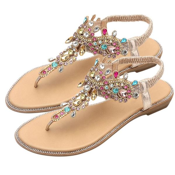

women sandals bohemia style summer shoes for women flat sandals beach shoes 2019 flowers flip flops plus size chaussures femme, Black