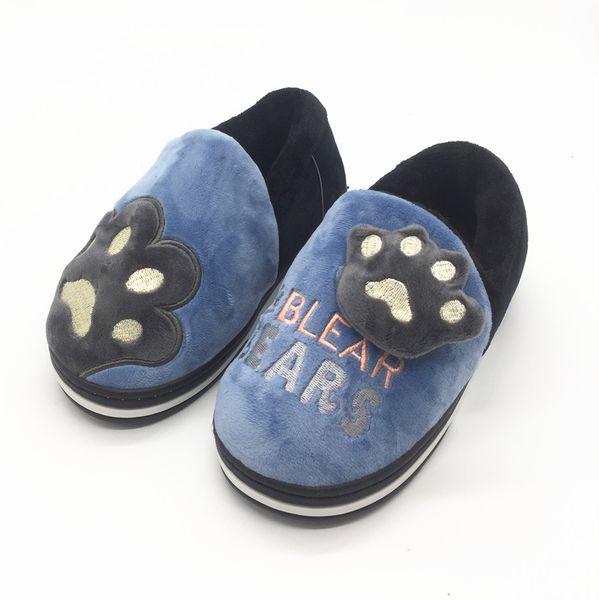 

baby kids slippers winter fur anti slip rubber tpr flat indoor floor shoes for boy children, Black;grey