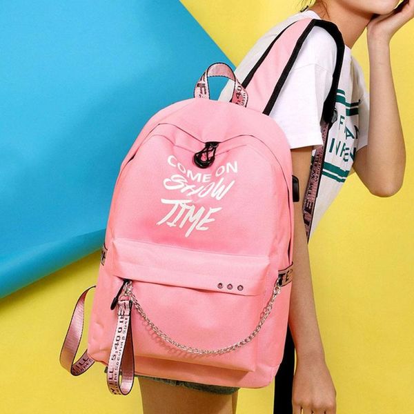 

fashion outdoor sports school bag leisure backpack girls ribbons backpack travel hiking teenagers usb charge waterproof
