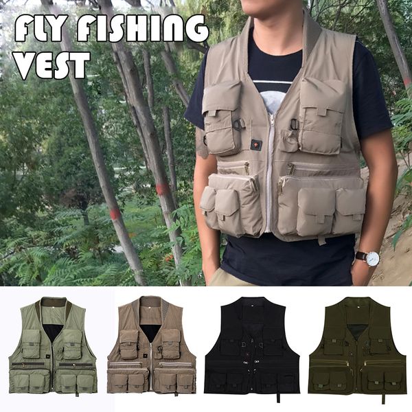

men's outdoor vest breathable fishing jacket with mesh lining hunting travel outdoor sport quick dry fishing vest, Camo