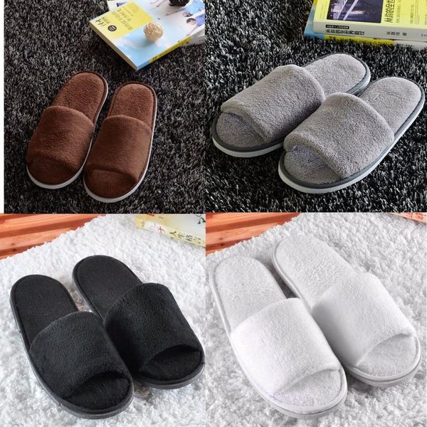 

men coral velvet open toe spa l home clubs slippers shoes solid size for 40-43, Black