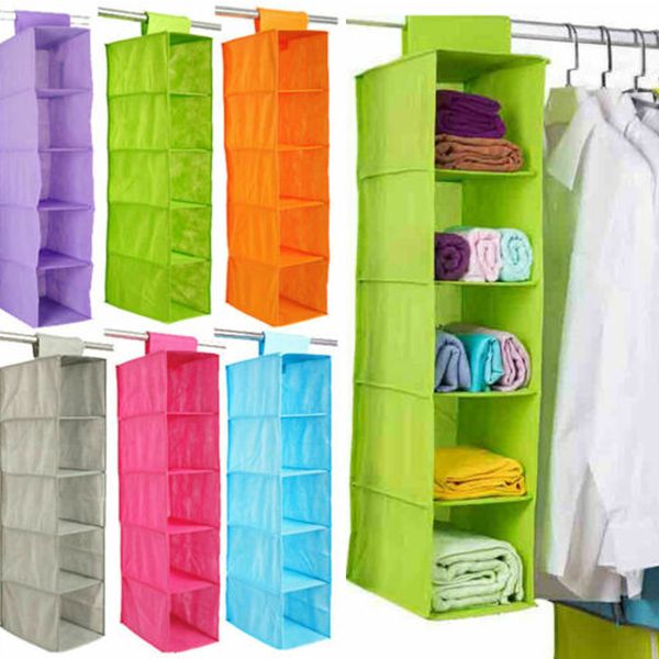 

5 Shelf Clothes Hanging Organizers Pant Organizers Holder Wardrobe Section Storage Closet Organiser Shoe Clothes Garment