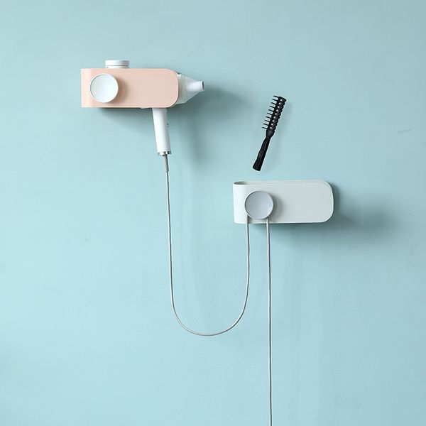 

new style hair dryer holder wall-mounted storage sundries rack multi-function suction organizer bathroom decoration accessories
