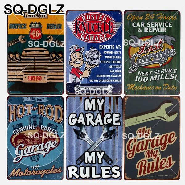 

sq-dglz] new my garage my rules tin sign car service wall decor repair metal crafts garage painting plaques art poster