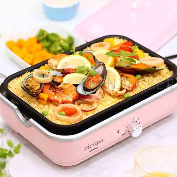 

camp kitchen multifunction electric baking pan home pot cuisine non-stick barbecue machine grill constant temperature processor