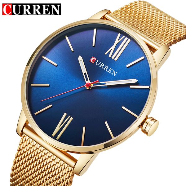

curren watches men mesh steel strap slim male clock men watch business fashion casual watches relogio masculino, Slivery;brown