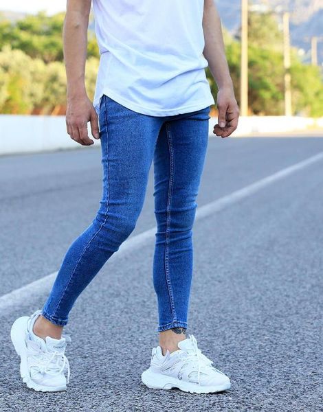 

men's jeans blue straight skinny fit men