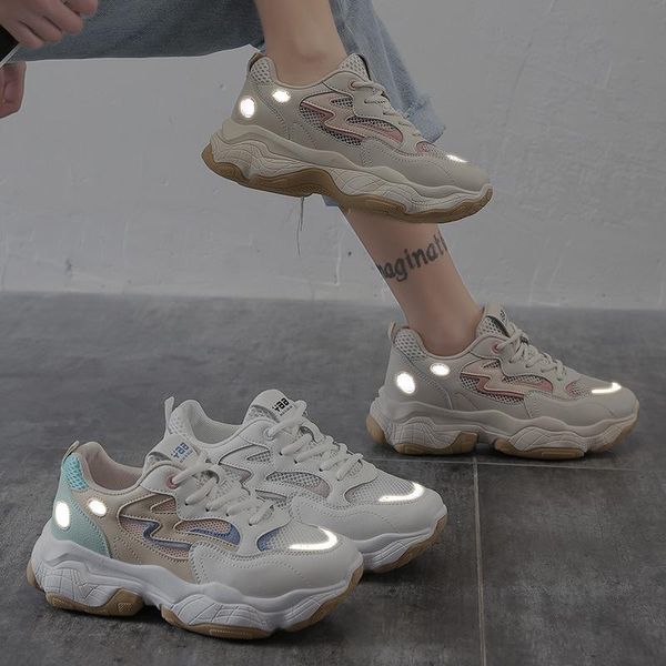 

summer breathable casual sports shoes women's hong kong style thick bottom increased father shoes korean version of wild shoes size 35