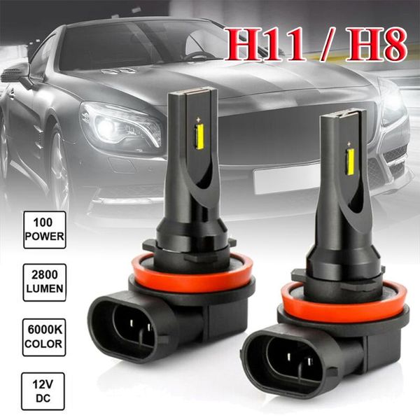 

2 x h11 h8 led fog light conversion kit bulb high power 6000k 100w headlight