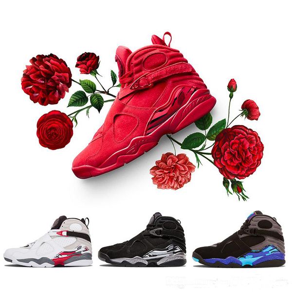 

2019 valentine's day red 8 vii 8s men basketball shoes aqua chrome countdown pack mens outdoor sports sneakers 8-13