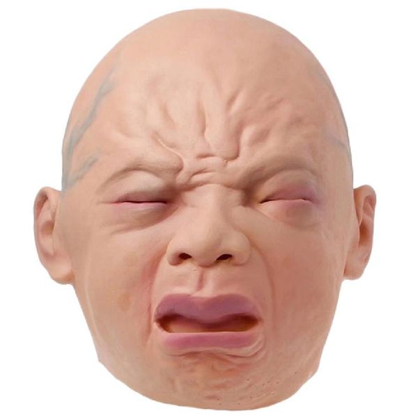 

realistic crying baby mask full head crying face mask wigs halloween bar room haunted house horror cosplay bar performances
